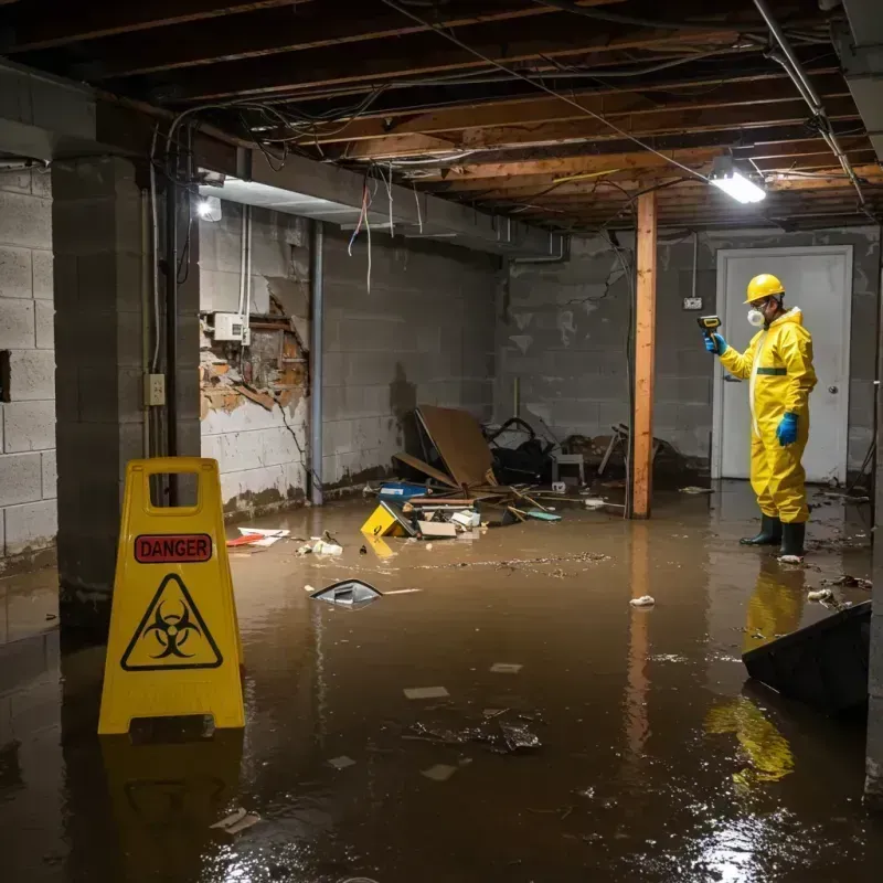 Flooded Basement Electrical Hazard in Weston, MO Property